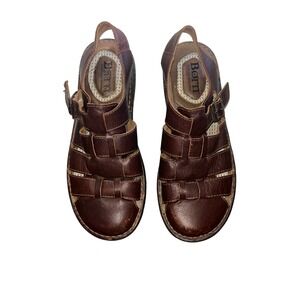 Born‎ Mens Elbek Fisherman Closed Toe Sandals Dark Brown Leather Size 13M Buckle